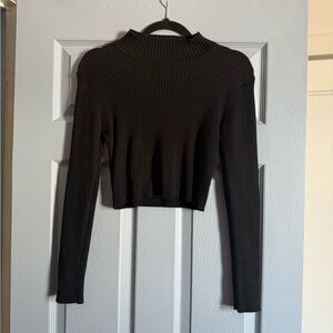 Black Ribbed Crop Top